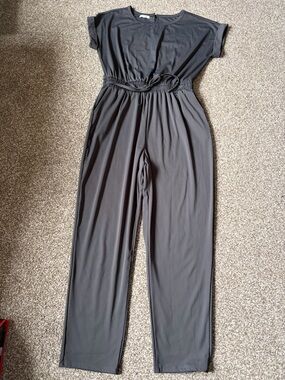 Women's Gray Elastic-Waist Jumpsuit